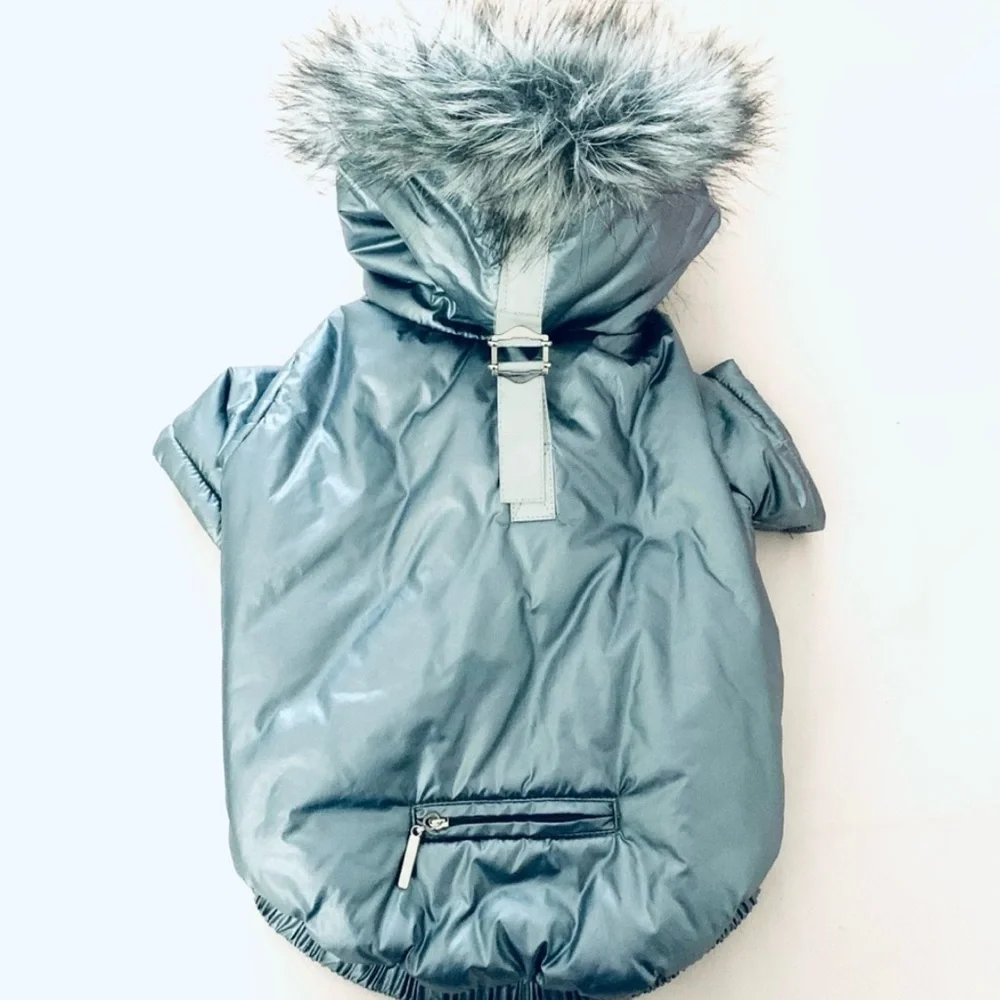 PUPPY ANGEL Faux Down Padding Dog Parka Metallic Coat